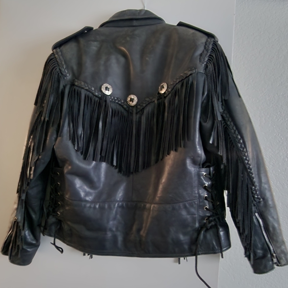 Roodrunner Black Leather Fringe Jacket - Picture 2 of 3